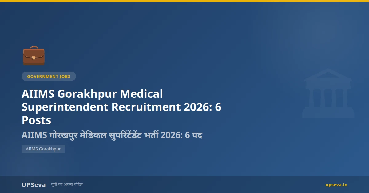 AIIMS Gorakhpur Medical Superintendent Recruitment 2026: 6 Posts