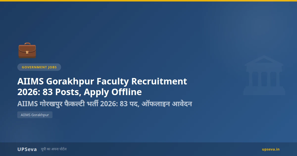 AIIMS Gorakhpur Faculty Recruitment 2026: 83 Posts, Apply Online + Post