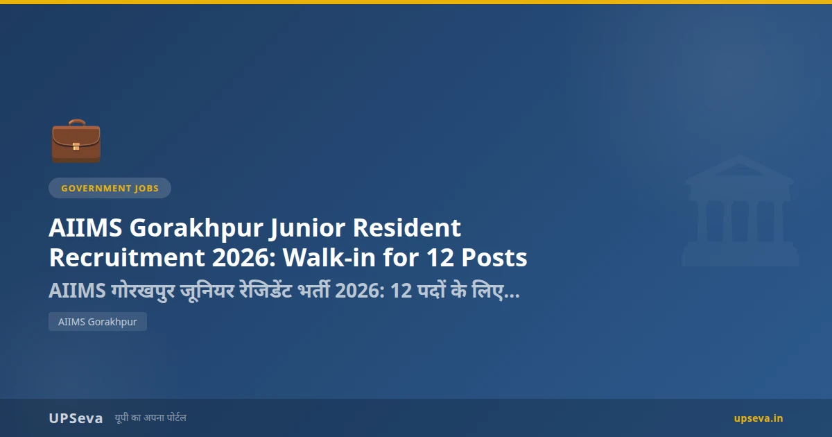 AIIMS Gorakhpur Junior Resident Recruitment 2026: Walk-in for 12 Posts