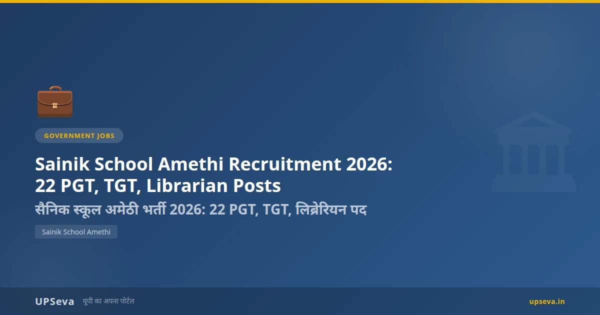 Sainik School Amethi Recruitment 2026: 22 PGT, TGT, Librarian Posts