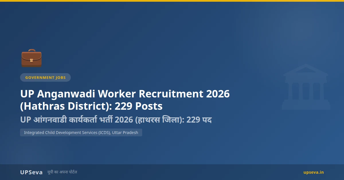 UP Anganwadi Worker Recruitment 2026 (Hathras District): 229 Posts