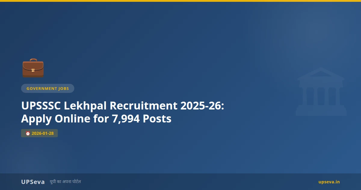 UPSSSC Lekhpal Recruitment 2025-26: Apply Online for 7,994 Posts