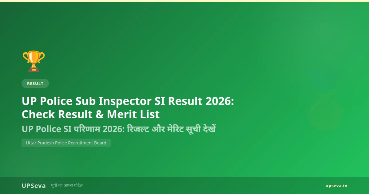 UP Police Sub Inspector SI Result 2026: Check Result & Merit List