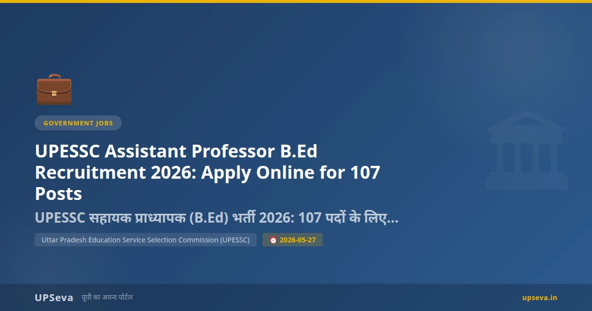 UPESSC Assistant Professor B.Ed Recruitment 2026: Apply Online for 107 Posts