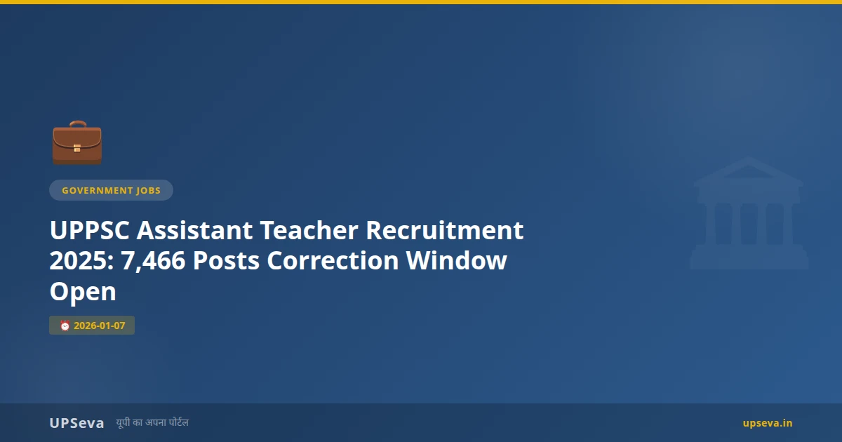 UPPSC Assistant Teacher Recruitment 2025: 7,466 Posts