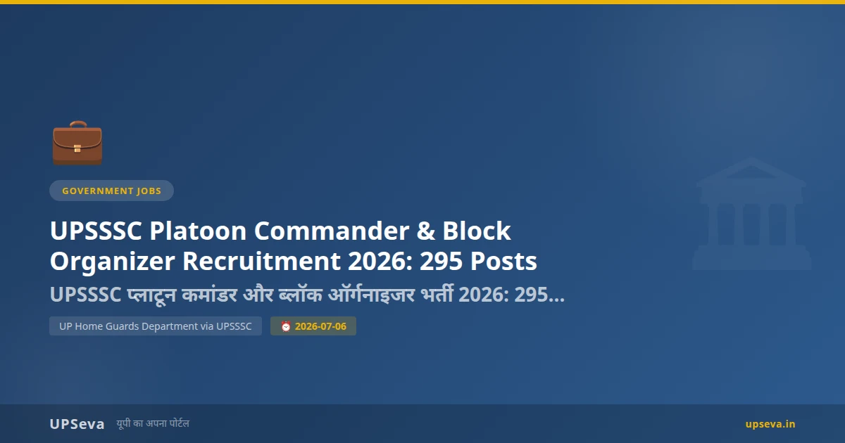 UPSSSC Platoon Commander & Block Organizer Recruitment 2026: 295 Posts